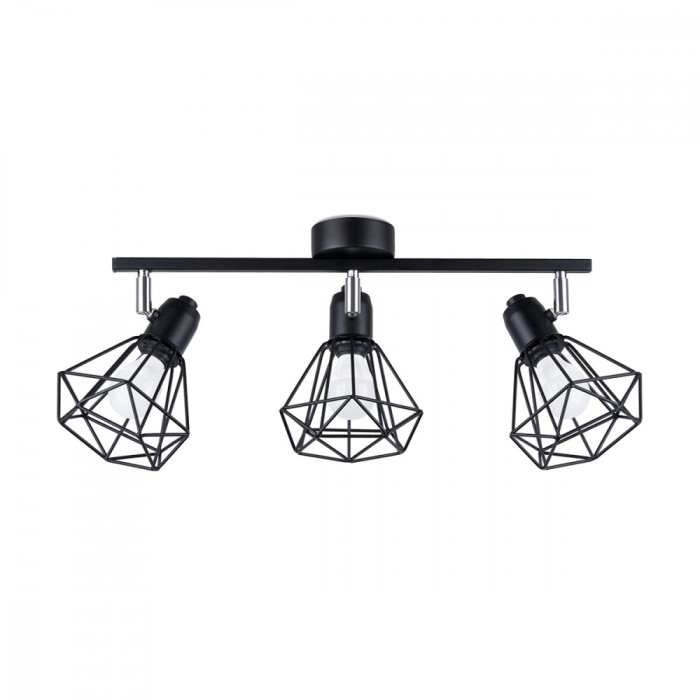 Lustră De Tavan Artemis Negru Oțel 3 Becuri Coș Conic Modern De Interior