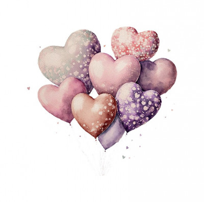 Sticker decorativ Baloane in forma de inima, Multicolor, 54 cm, 3891ST foto