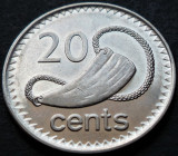 Moneda exotica 20 CENTI - INSULELE FIJI, anul 2010 *cod 773, Australia si Oceania