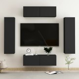 Cumpara ieftin Set dulapuri TV, 4 piese, negru, lemn prelucrat