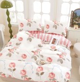 Cumpara ieftin Lenjerie De Pat Lucia Xf020, Bumbac, 4 Piese, Fara Elastic, Imprimeu, Roz