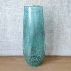 Vaza sticla turcoaz cu aspect craquelle
