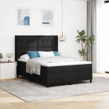 Pat cu saltea cu arcuri și LED negru, 140 x 200 cm, din țesătură