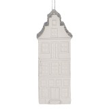 Cumpara ieftin Set 2 ornamente brad Casuta Craciun polirasina alba argintie 4x4x11 cm