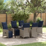 VidaXL Set de dining pentru grădină cu 7 piese, ratan gri poli