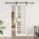 Ușă Glisantă vidaXL cu Set de Hardware &#039;ORKDAL&#039;Alb din Lemn Solid &amp; Sticlă