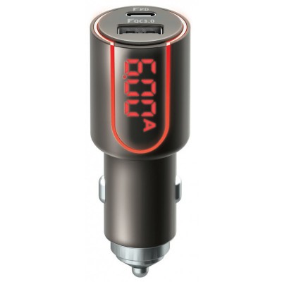 Incarcator Auto USB Forever Core UltraFast, Power Delivery (PD) + Quick Charge 3, 30W, 1 x USB + 1 x Tip-C, Afisaj Led, Gri foto