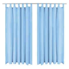 Draperii micro-satin cu bride, 2 buc, 140 x 175 cm, turcoaz foto