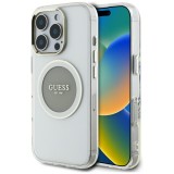 Husa iPhone 16 Pro Max originala Guess IML Metal Colored Circle MagSafe, gri, GUHMP16XHTDRCEDG