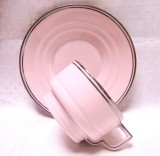 SET CEASCA CU FARFURIE PORTELAN ROZ EPIAG CEHOSLOVACIA - SET CEASCA CAFEA CU FARFURIE