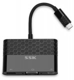 Cumpara ieftin Adaptor SSK SHU-C025, USB-C - VGA/USB-C/USB-A (Negru)
