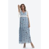 Rochie lunga din viscoza cu imprimeu Santorini