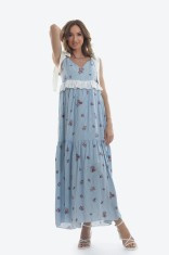 Rochie lunga din viscoza cu imprimeu Santorini