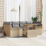 Cumpara ieftin Set de canapele pentru grădină cu pernă 7 pcs Bej Rattan poli