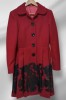Palton dama cu insertii florale, Rosu, 40