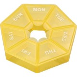 Cutie separator medicamente cu zilele saptamanii, flippy, plastic, 7 compartimente, galben