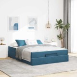 Cumpara ieftin Cadru de pat albastru 160 x 200 cm Catifea