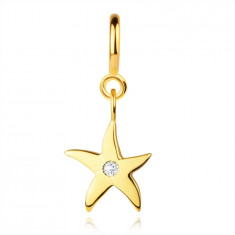 Pandantiv pentru brățară din aur de 14K – o stea de mare cu zircon transparent, inel cu arc