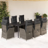 Set mobilier gradina cu perne, 9 piese, gri, poliratan GartenMobel Dekor, vidaXL