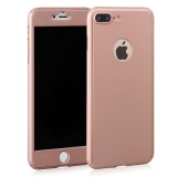 Husa Apple iPhone 8 Plus, FullBody Elegance Luxury Rose-Gold, acoperire completa 360 grade cu folie de sticla