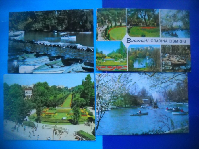 HOPCT LOT 1977 PARCUL/GRADINA CISMIGIU- BUCURESTI -4 CARTI POSTALE-CIRCULATE