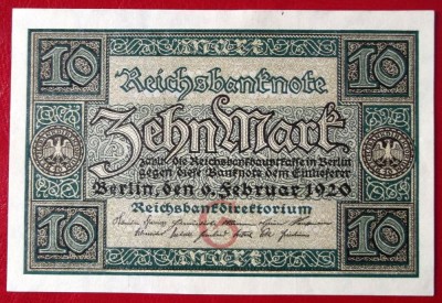 Germania 10 Mark 1920 seria 647 UNC necirculata ** foto