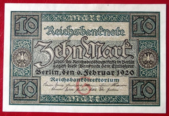 Germania 10 Mark 1920 seria 647 UNC necirculata **