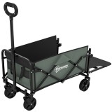 Outsunny Cărucior Pliabil de Grădină de 72l cu Deschidere Posterioară, Roți, Buzunare și M&acirc;ner, 114x46x65-92 cm, Verde | Aosom Romania