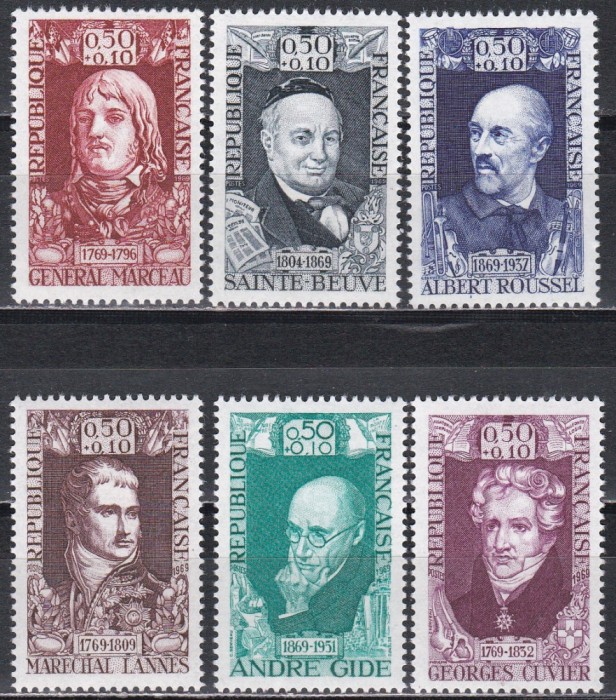 Franta 1969 - Francezi celebri, 2 Serii, MNH