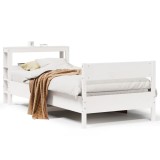 Cumpara ieftin Cadru pat fara saltea, alb, 90x190 cm, lemn masiv de pin