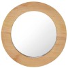 Oglinda Perete Rotunda 40cm Lemn Tec Masiv Rustic cu Carlig Montare Baie/Living