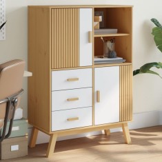 vidaXL Dulap &icirc;nalt &bdquo;OLDEN&rdquo;, alb și maro, 85x43x125 cm, lemn masiv pin 358617