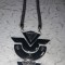 Bijuterie vintage lant gros impletit cu pandantiv in forme cosmice aurii,T.GRAT