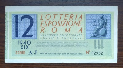 Bilet loterie Italia 1940 foto