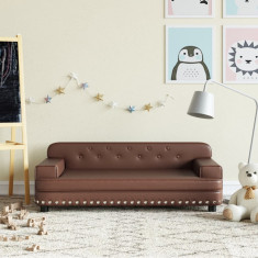 Canapea pentru copii, maro, 90x53x30 cm, piele ecologica GartenMobel Dekor