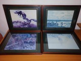 4x tablou art print dupa pictura Bruno Liljefors animale salbatice vultur vulpe