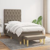 Cumpara ieftin Pat box spring cu saltea, gri taupe, 80x200 cm, textil
