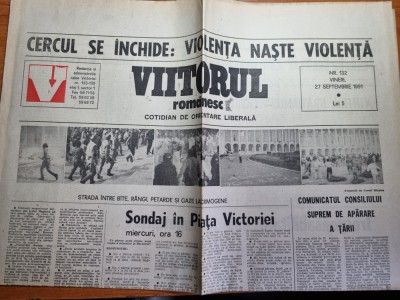 ziarul viitorul 27 septembrie 1991-art. si foto a 2-a mineriada foto