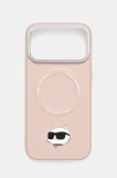 Karl Lagerfeld husă pentru telefon iPhone 17 Pro Max culoarea roz, KLHMP17XPSMLRCHP