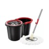 Set mop rotativ cu galeata Flippy, material plastic si microfibra, rezistent, cu dop scurgere, vas detasabil, pentru interior, capacitate 8 l, negru/r