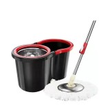 Set mop rotativ cu galeata flippy, material plastic si microfibra, rezistent, cu dop scurgere, vas detasabil, pentru interior, capacitate 8 l, negru/r