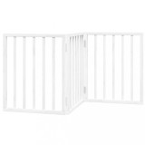 Cumpara ieftin Poarta pentru caini pliabila, 3 panouri, alb, 150 cm, lemn plop