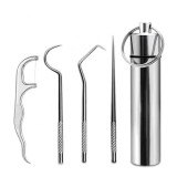Set 4 Scobitori, din Otel Cromat, Ajuta la Preventia Cariilor, Argintiu, CBD CORAL BEST DEALS 8 cm Inox 4 1.2 cm
