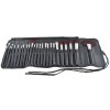 Set 24 pensule profesionale machiaj, MT Malatec, par sintetic, maner lemn, husa inclusa