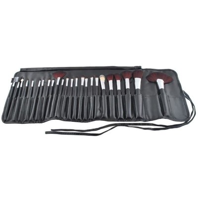 Set 24 pensule profesionale machiaj, MT Malatec, par sintetic, maner lemn, husa inclusa foto