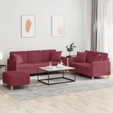 Cumpara ieftin Set canapea cu perne, 3 piese, roșu vin, material textil