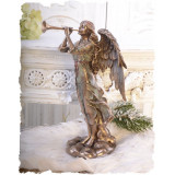 Statueta din ceramica cu broz cu ingeras cu trompeta WU70497A4, Bronz, Nuduri