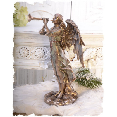 Statueta din ceramica cu broz cu ingeras cu trompeta WU70497A4 foto