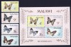 DB1 1966 Malawi Fauna Fluturi 4 v. + SS MNH, Nestampilat