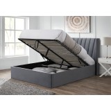Pat tapitat Prestige 2, 160x200, cu somiera metalica rabatabila si spatiu de depozitare, culoare Gri